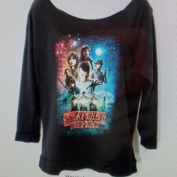 Stranger Things Black Sweatshirt Womens Size XLLounge Netflix Show1 - Picture 1 of 6